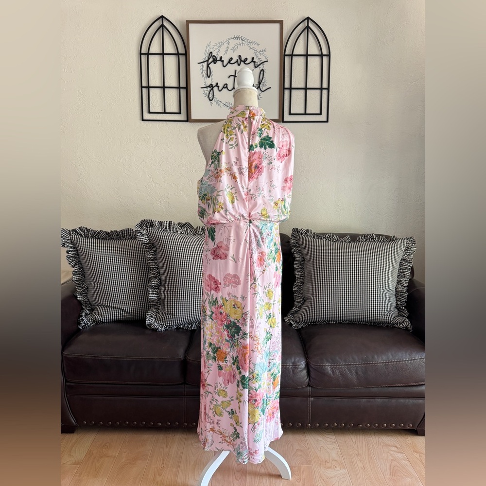 PETAL & PUP ANABELLE HALTER NECK MIDI DRESS - PINK FLORAL SIZE L - Picture 6 of 12